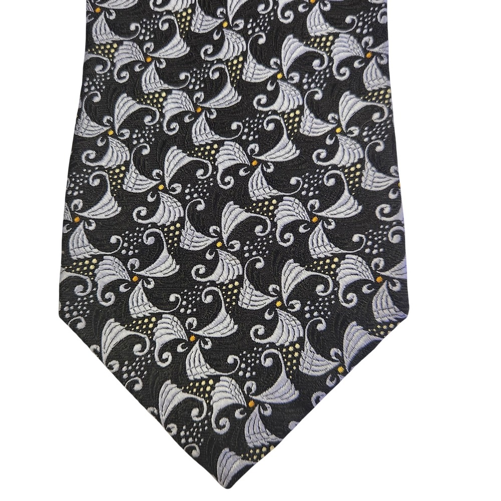 Robert Talbott Best of Class Nordstrom Extra Long Silk Tie Black Silver Pattern
